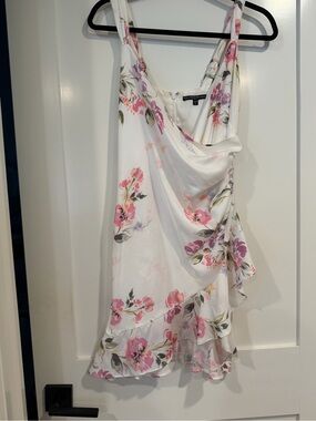 Guess White Mini Dress with Pink Floral Print